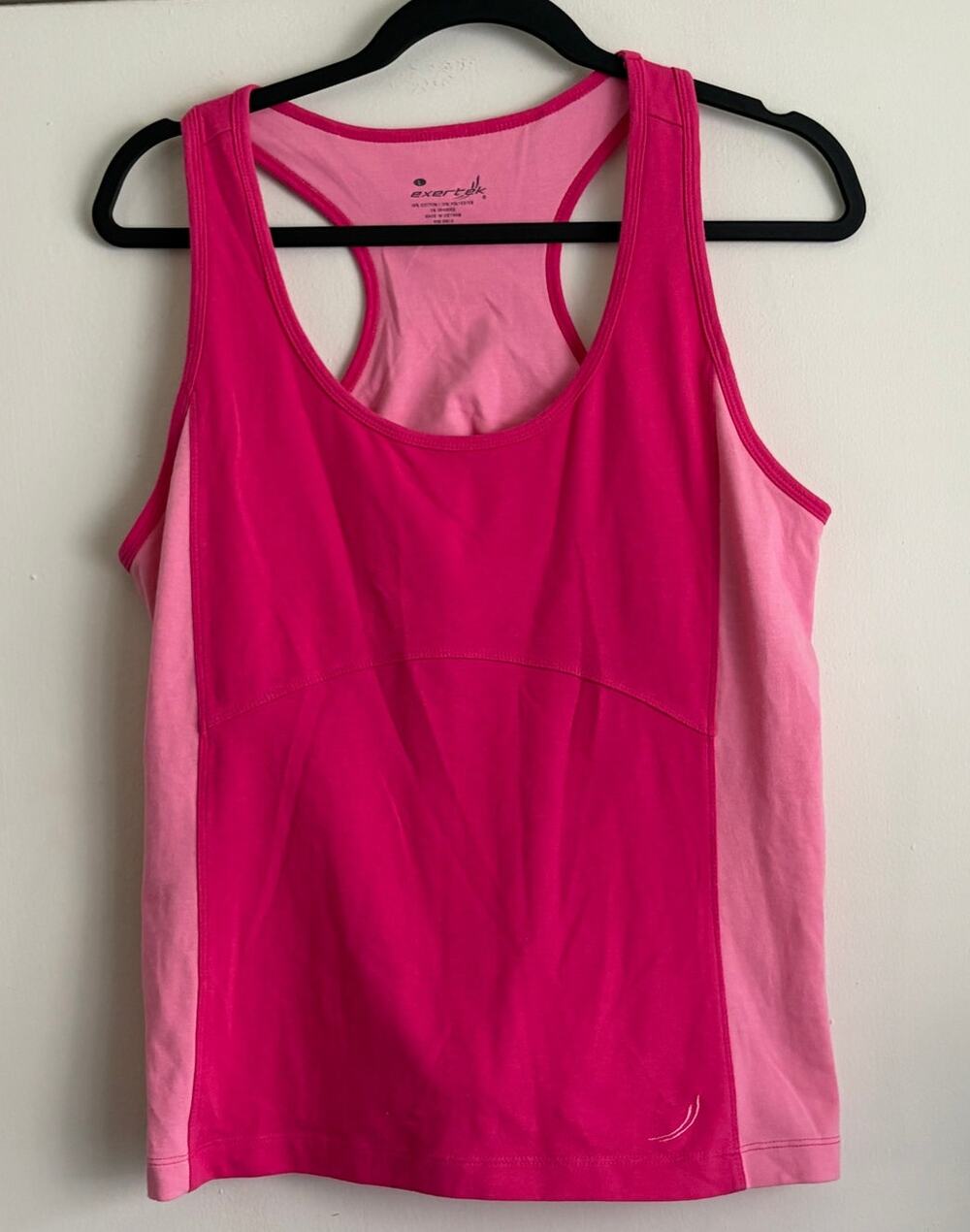 Exertek Womens Large Pink Colorblock Racerback Athletic Tank Top Workout Gym L